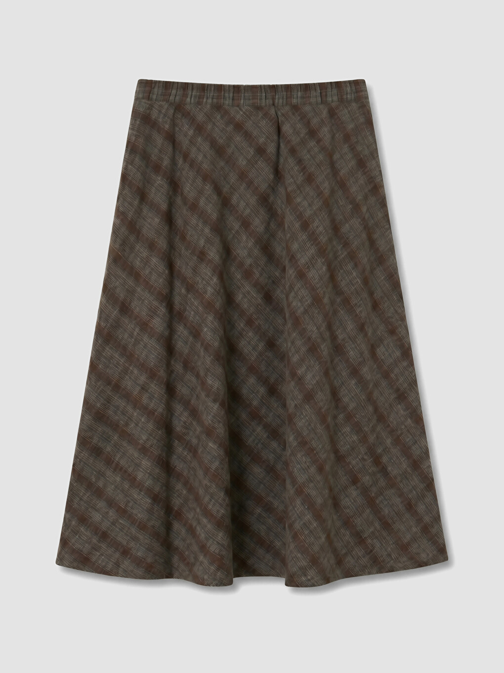 Elastic Waist Plaid Flared Skirt-6