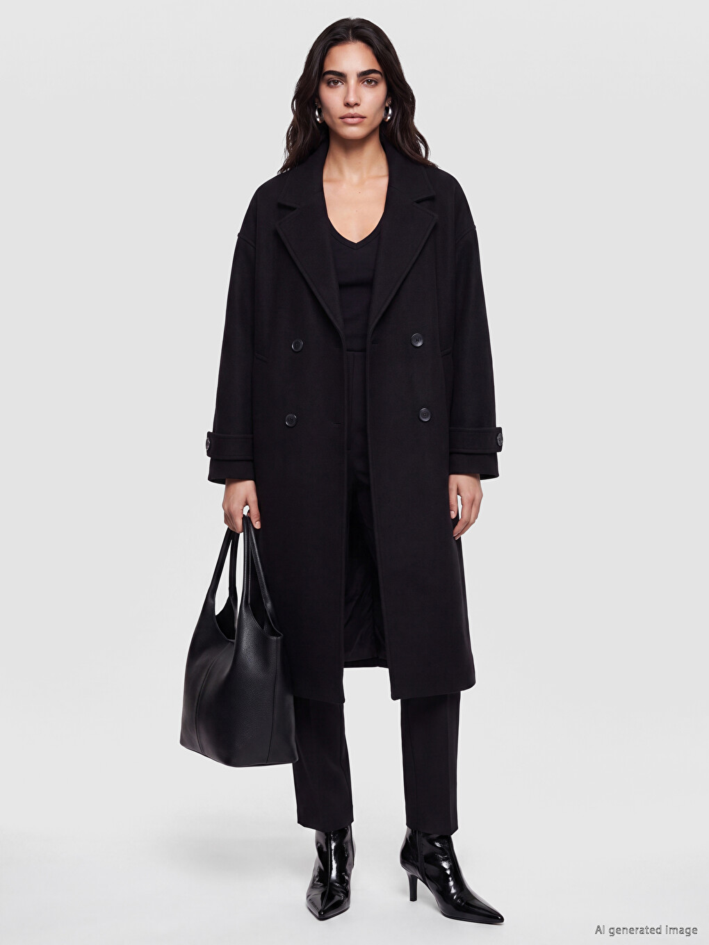 Double Breasted Collar Women's Cachet Overcoat