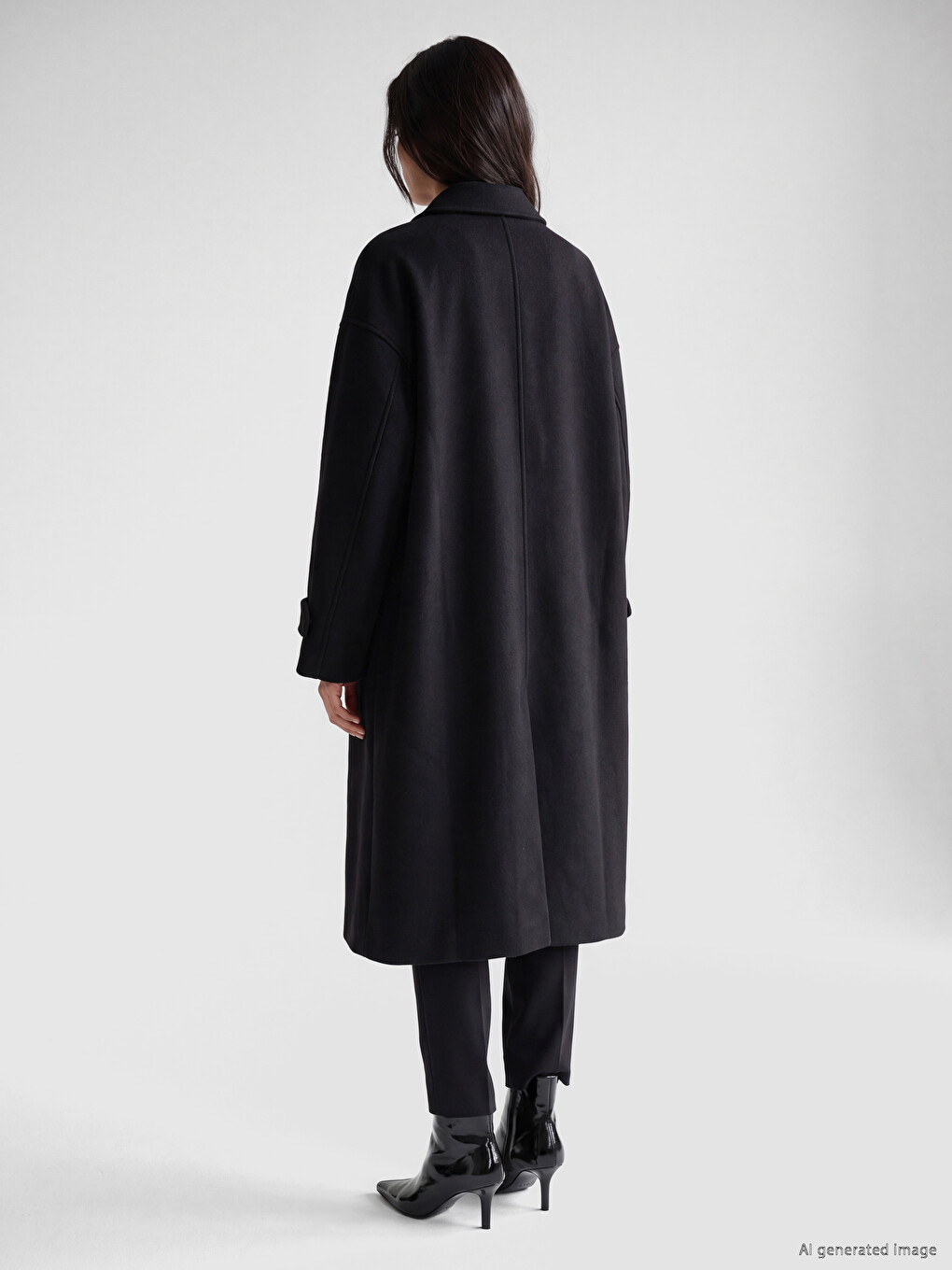 Double Breasted Collar Women's Cachet Overcoat-3