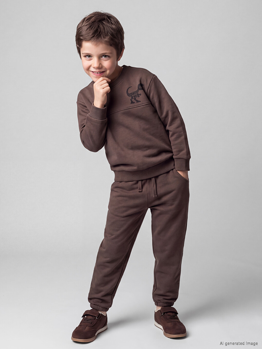 Boy Brown Tracksuit Set