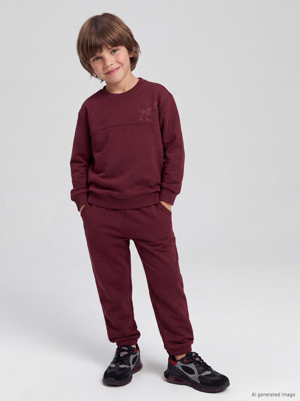  Dinosaur Printed Boys' Tracksuit Set