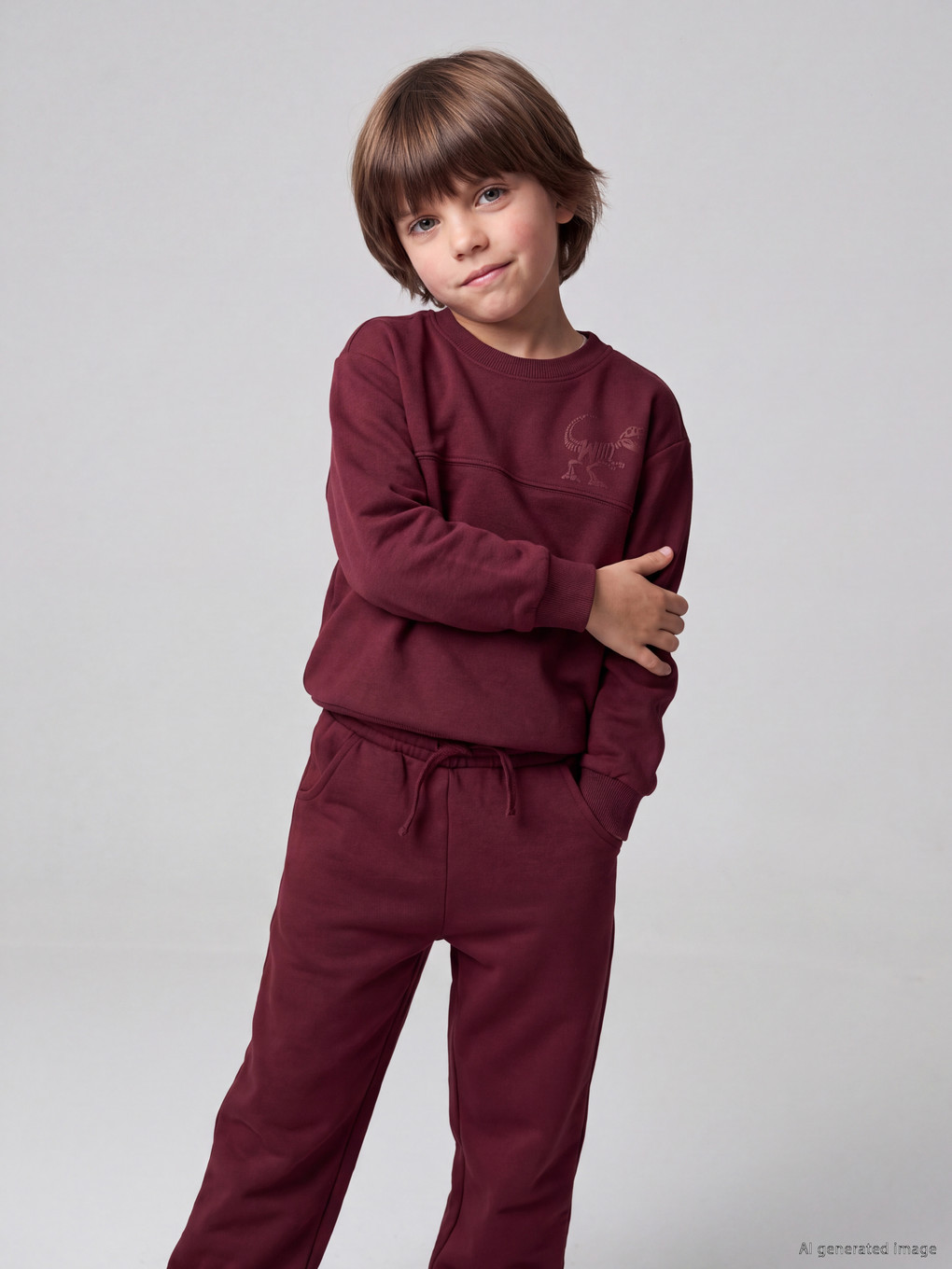 Dinosaur Printed Boys' Tracksuit Set-1