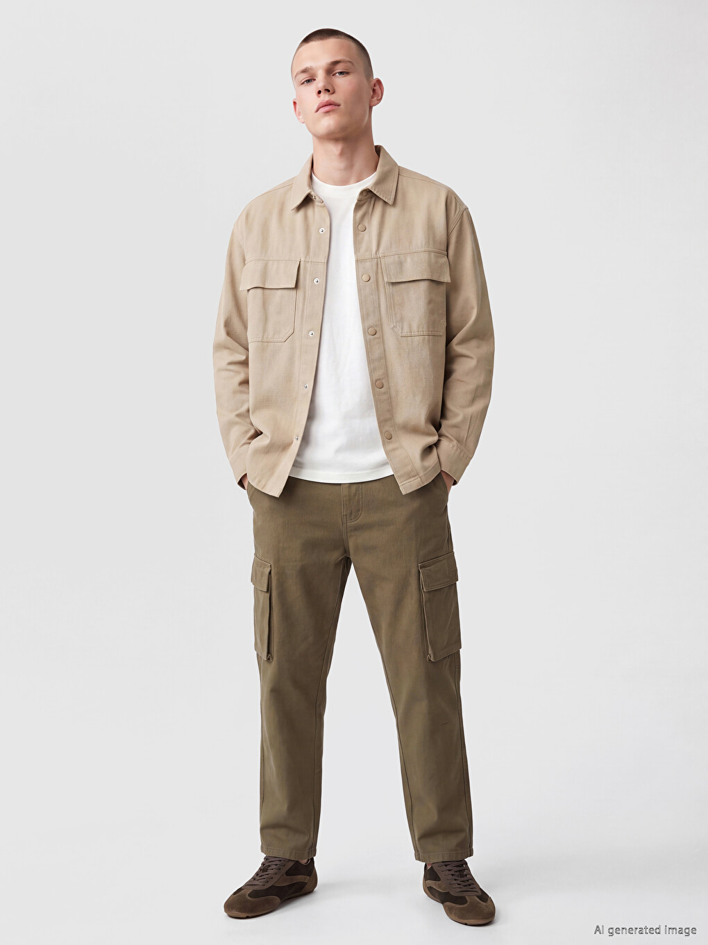 Regular Fit Gabardine Men's Cargo Trousers-1