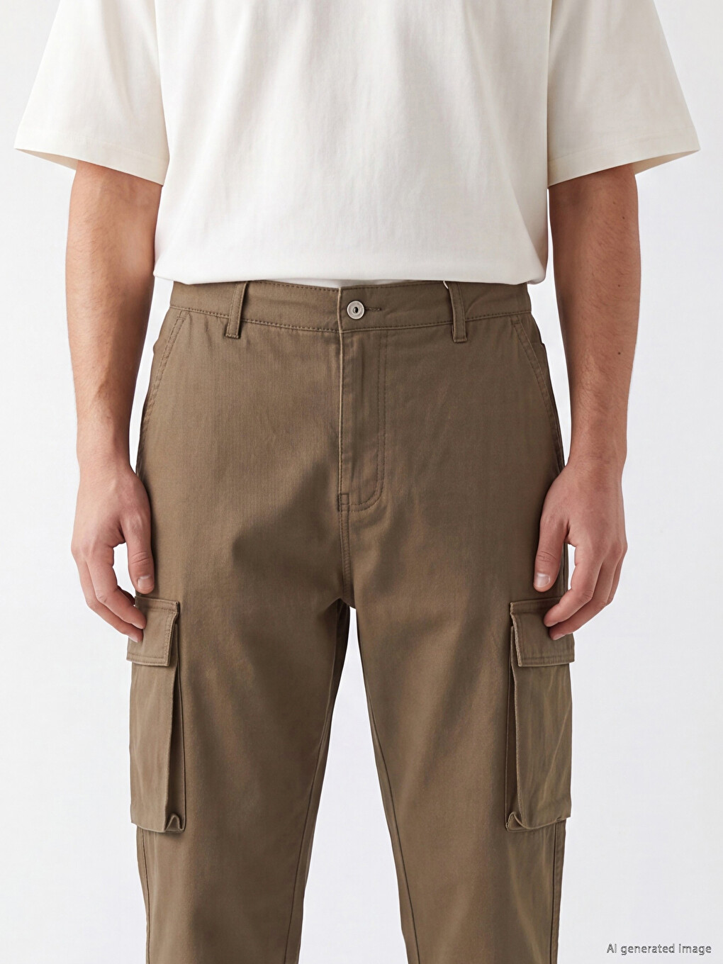 Regular Fit Gabardine Men's Cargo Trousers-2