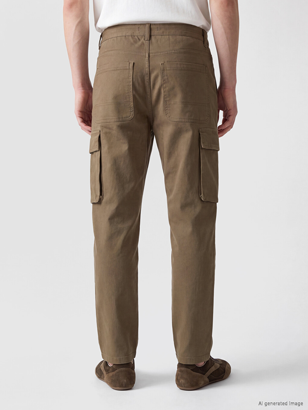 Regular Fit Gabardine Men's Cargo Trousers-3