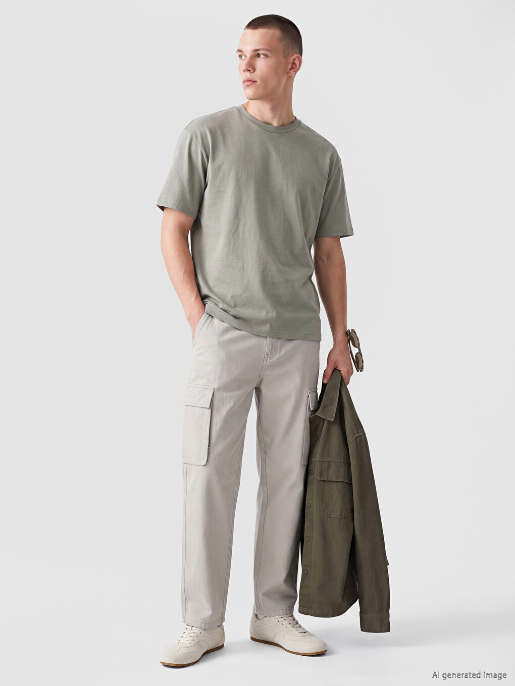 Regular Fit Gabardine Men's Cargo Trousers-1