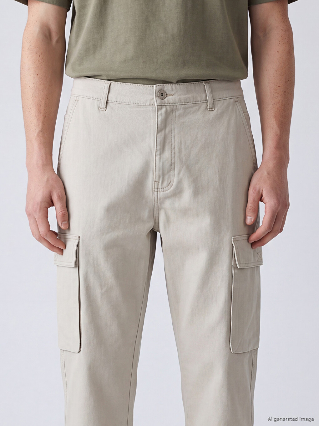 Regular Fit Gabardine Men's Cargo Trousers-2