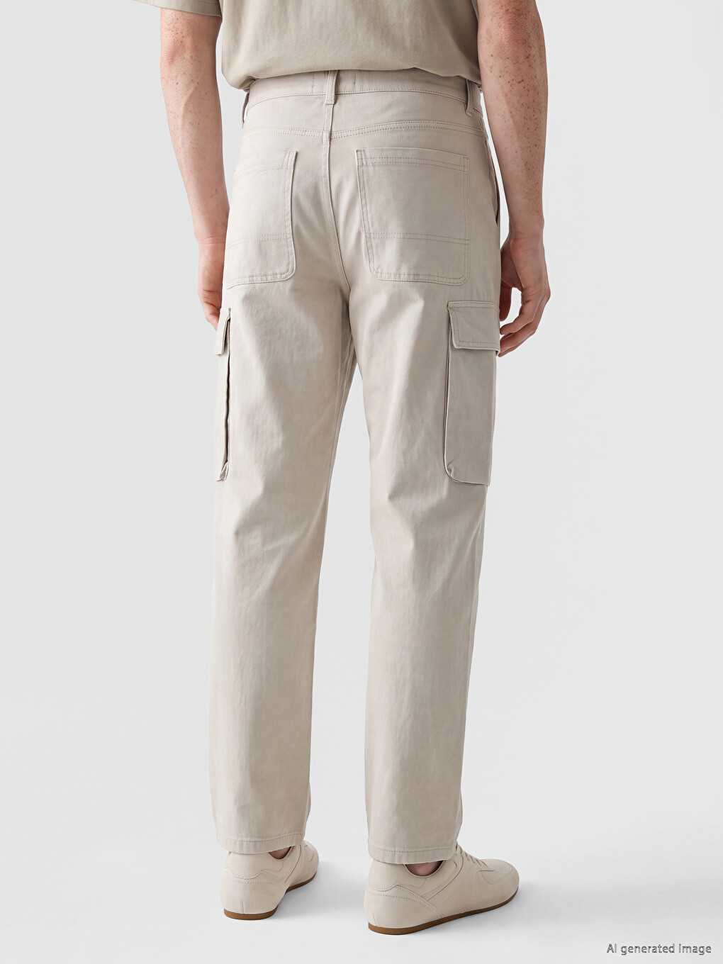 Regular Fit Gabardine Men's Cargo Trousers-3