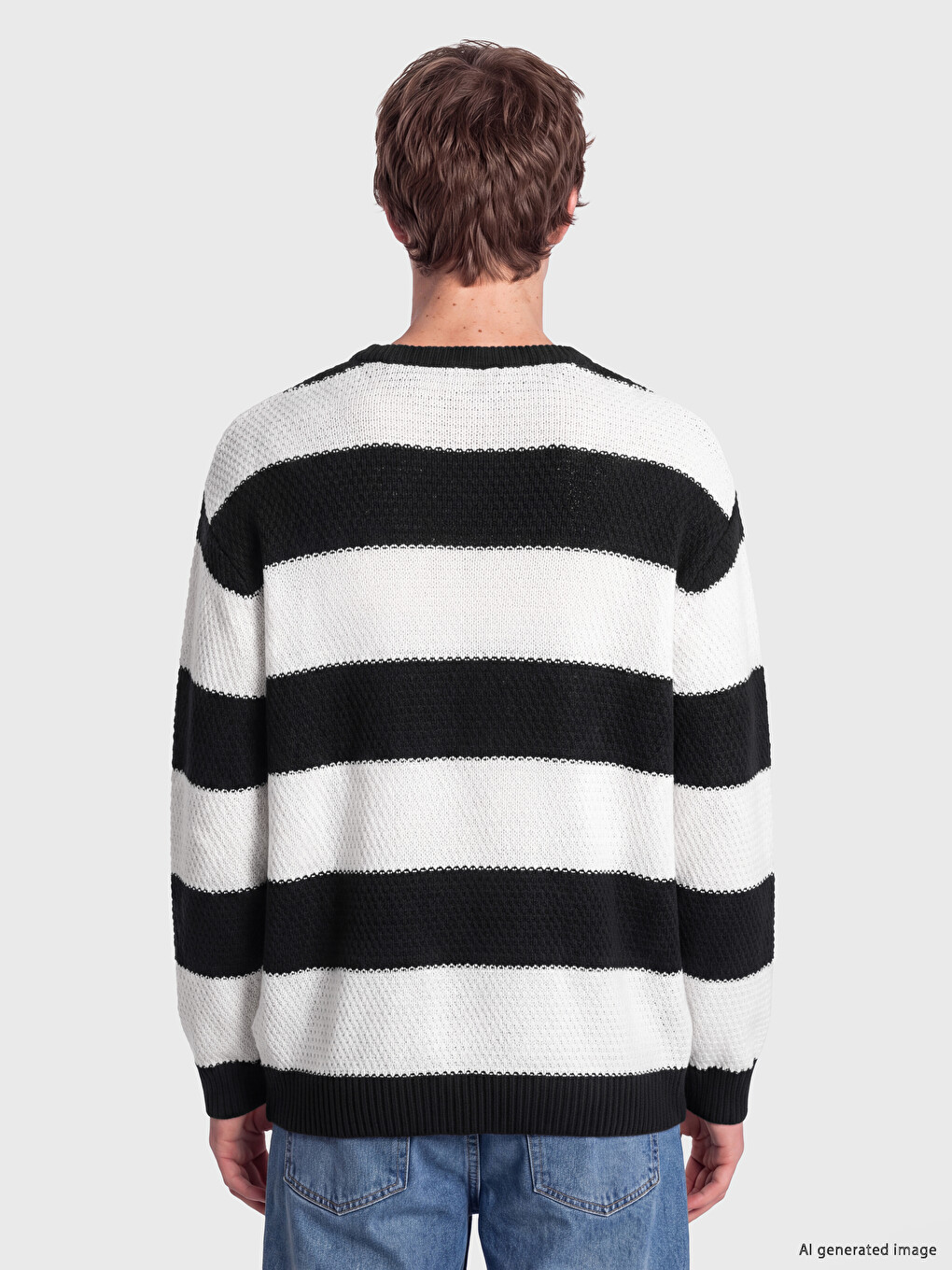 Crew Neck Striped Men's Knitwear Sweater-3