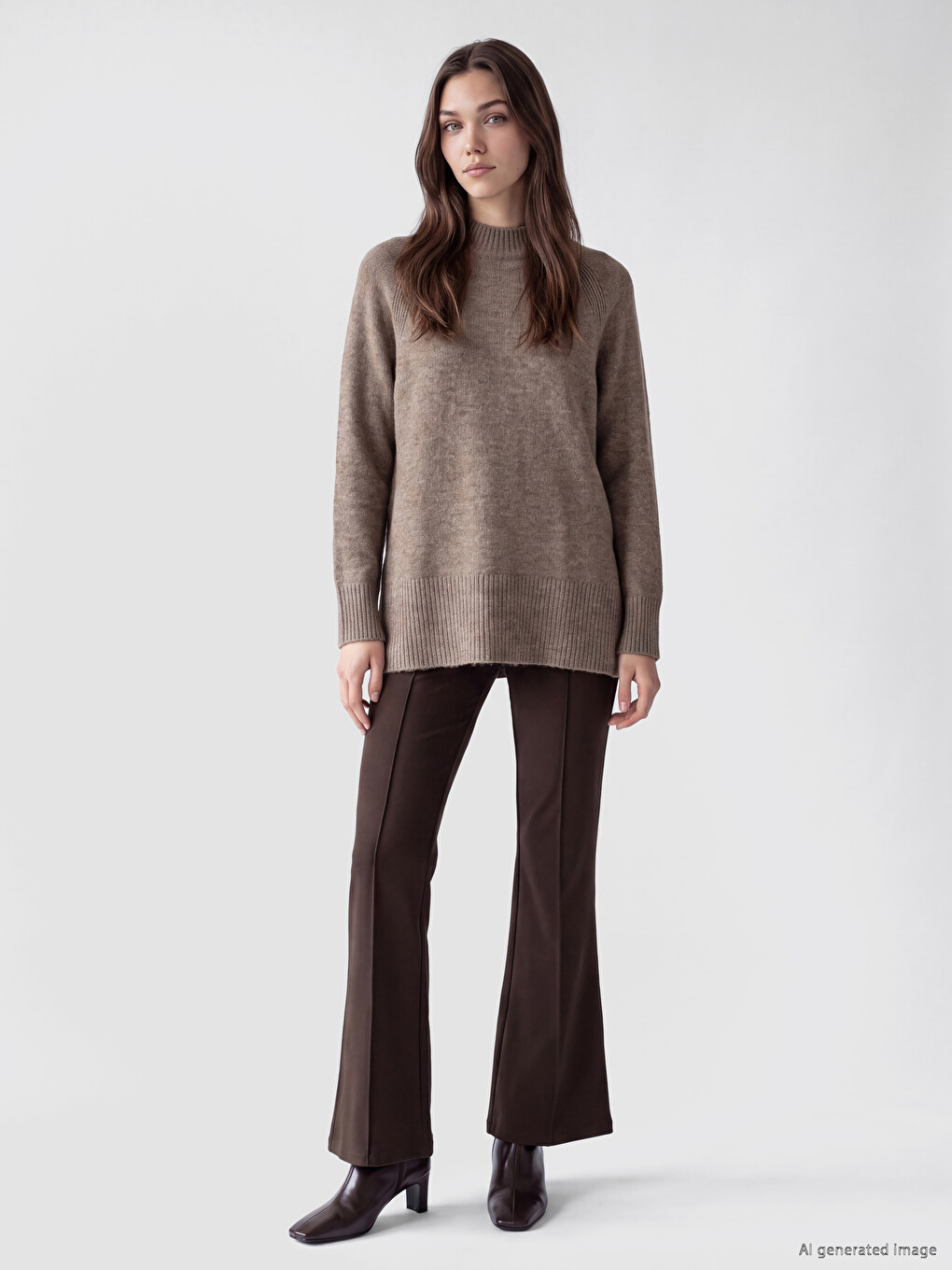 Mock Turtleneck Oversize Women's Knitwear Tunic-1