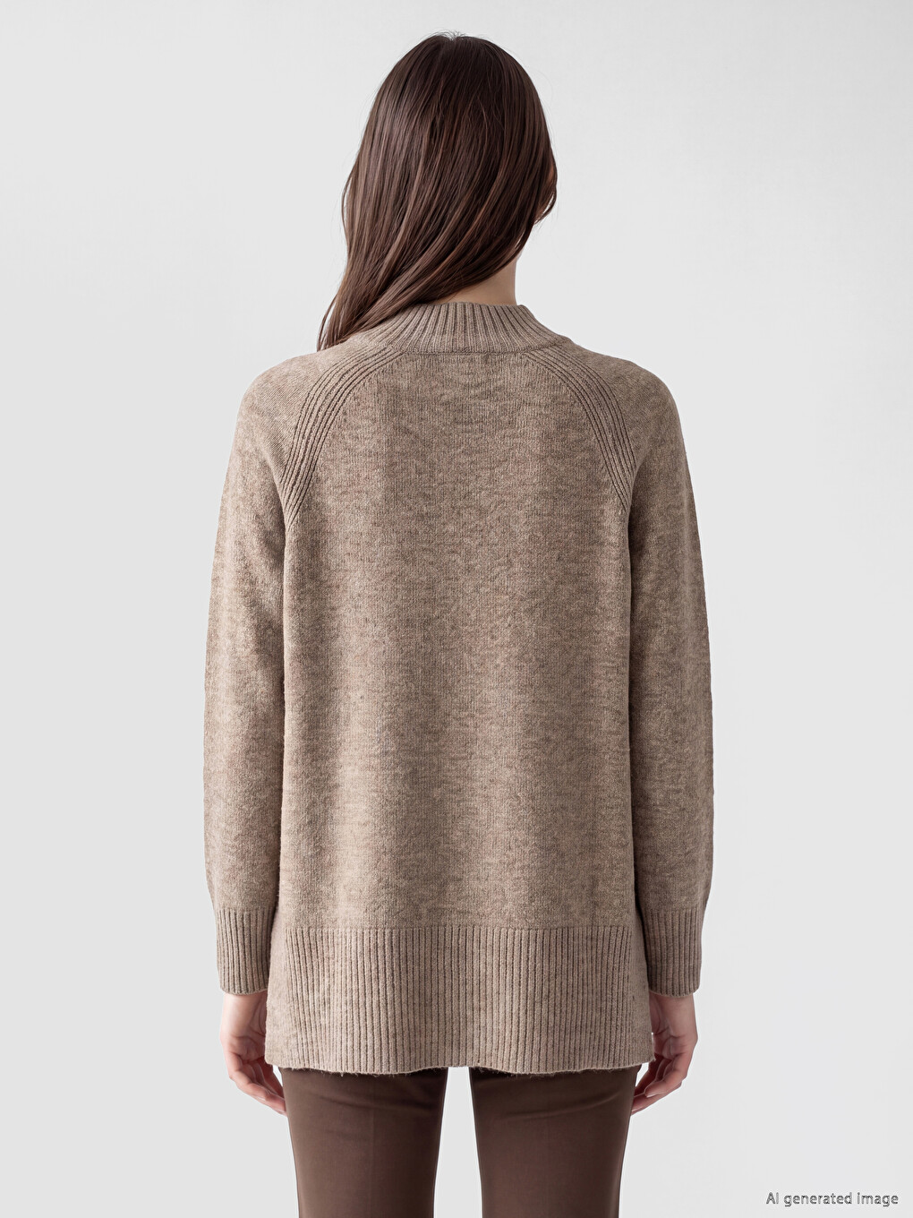Mock Turtleneck Oversize Women's Knitwear Tunic-3
