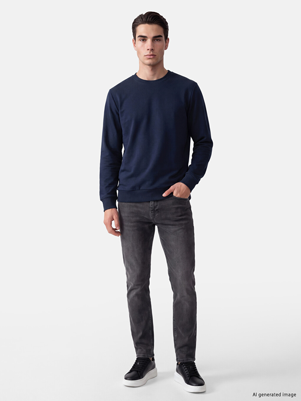 Sweat-shirt Homme À Col Rond-1