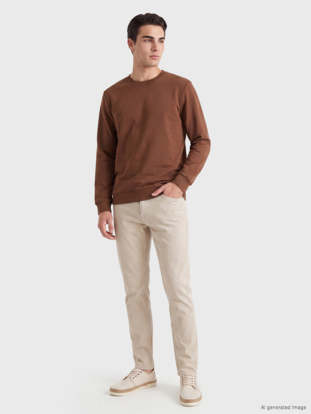 Crew Neck Men's Thick Sweatshirt-1
