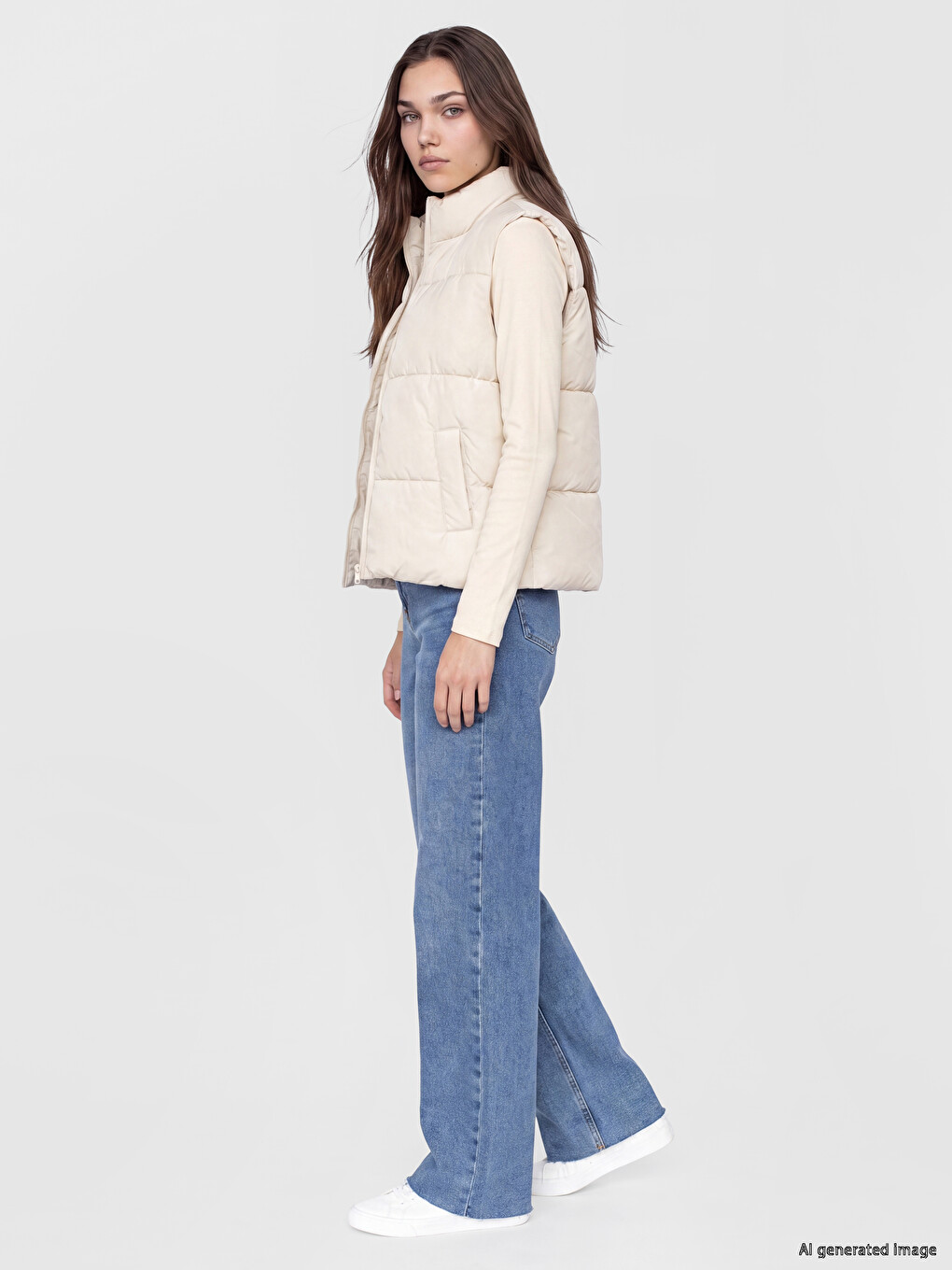 Mock Neck Women's Puffer Gilet-1