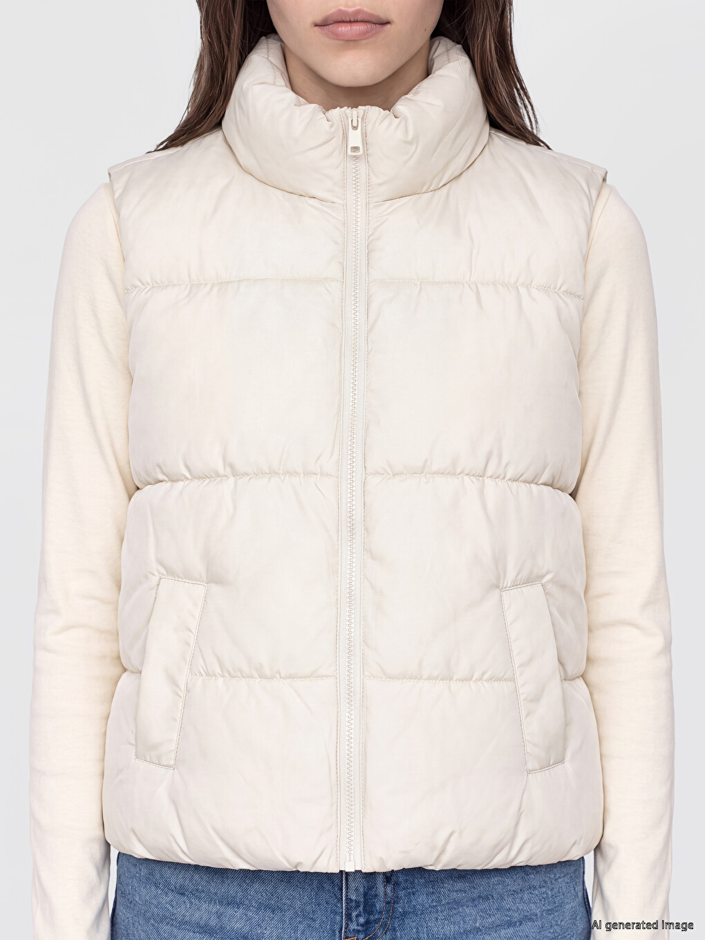 Mock Neck Women's Puffer Gilet-2