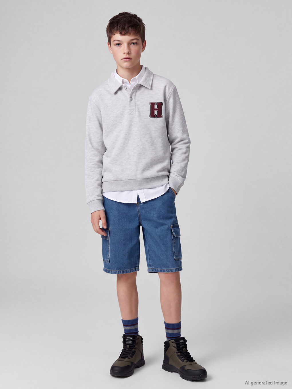 Gri Harry Potter Baskılı Erkek Çocuk Sweatshirt-1