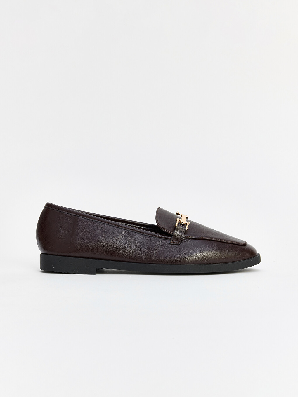 Round Toe Metal Buckle Women's Loafer-2