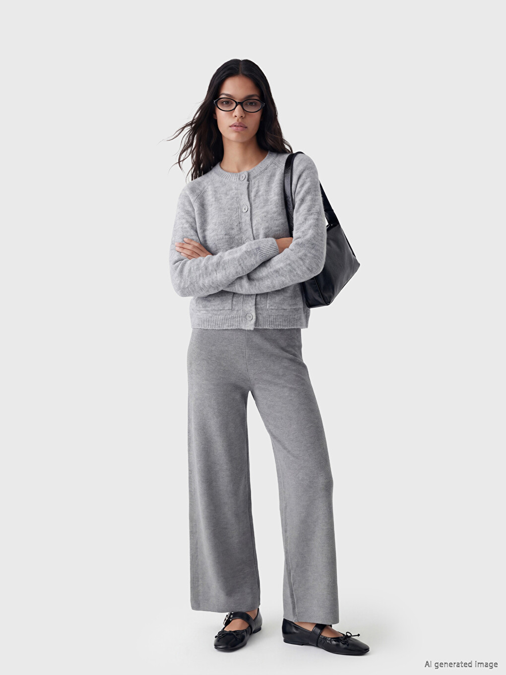 Pantaloni Tricot Femeie Cu Talie Elastică