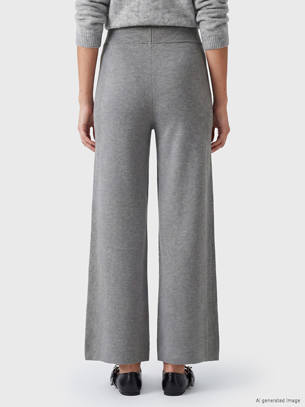 Pantaloni Tricot Femeie Cu Talie Elastică-3