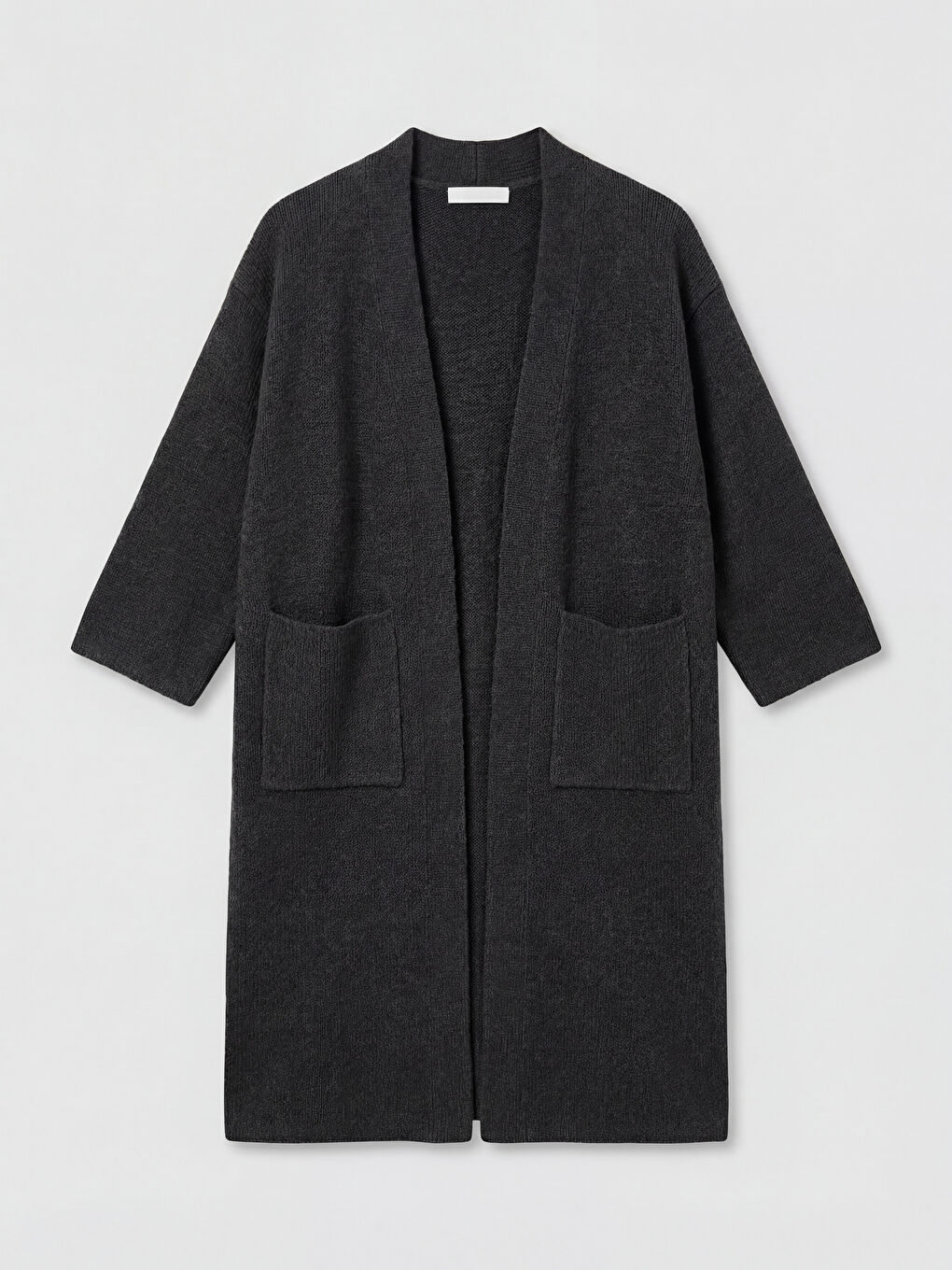 Antrasit Şal Yaka Oversize Kadın Triko Hırka-4