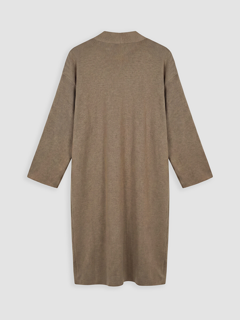 Kahverengi Şal Yaka Oversize Kadın Triko Hırka-2