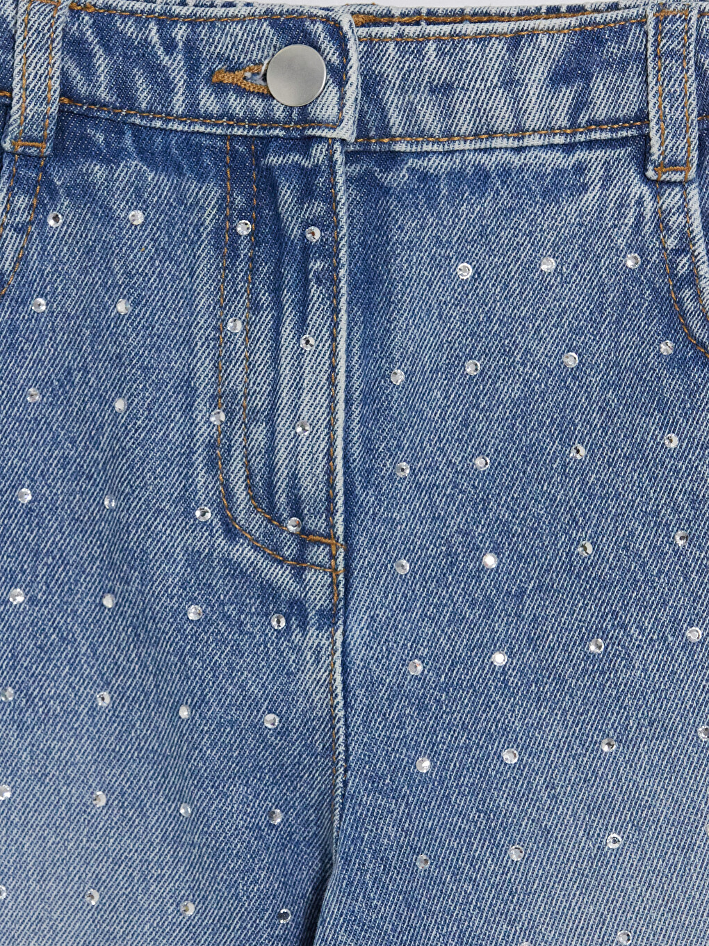 Taşlı Wideleg Kız Çocuk Jean Pantolon-2