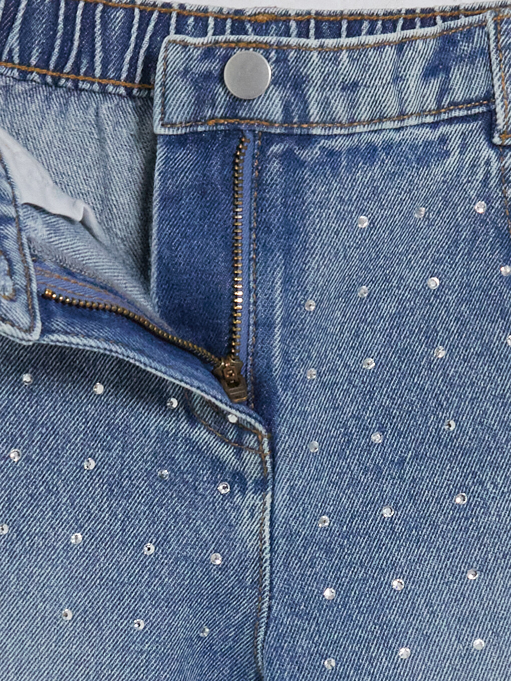 Taşlı Wideleg Kız Çocuk Jean Pantolon-3
