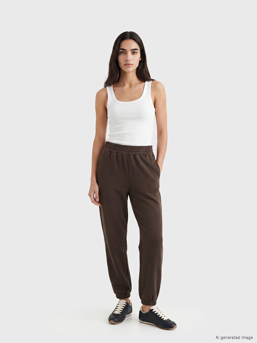 Women's Elastic Waist Plain Jogger Sweatpants