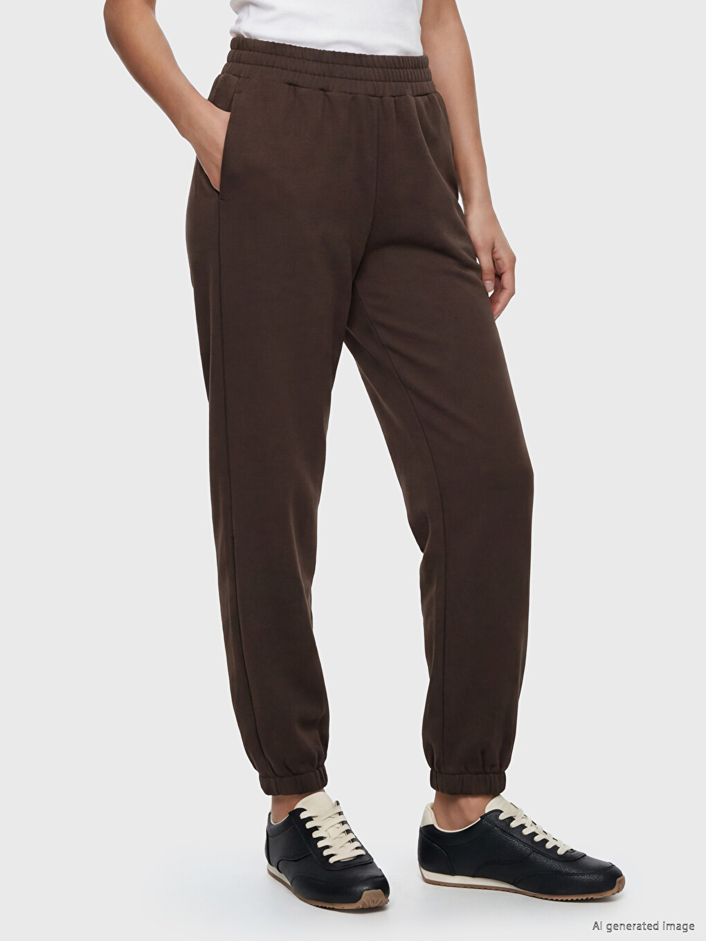 Women's Elastic Waist Plain Jogger Sweatpants-1