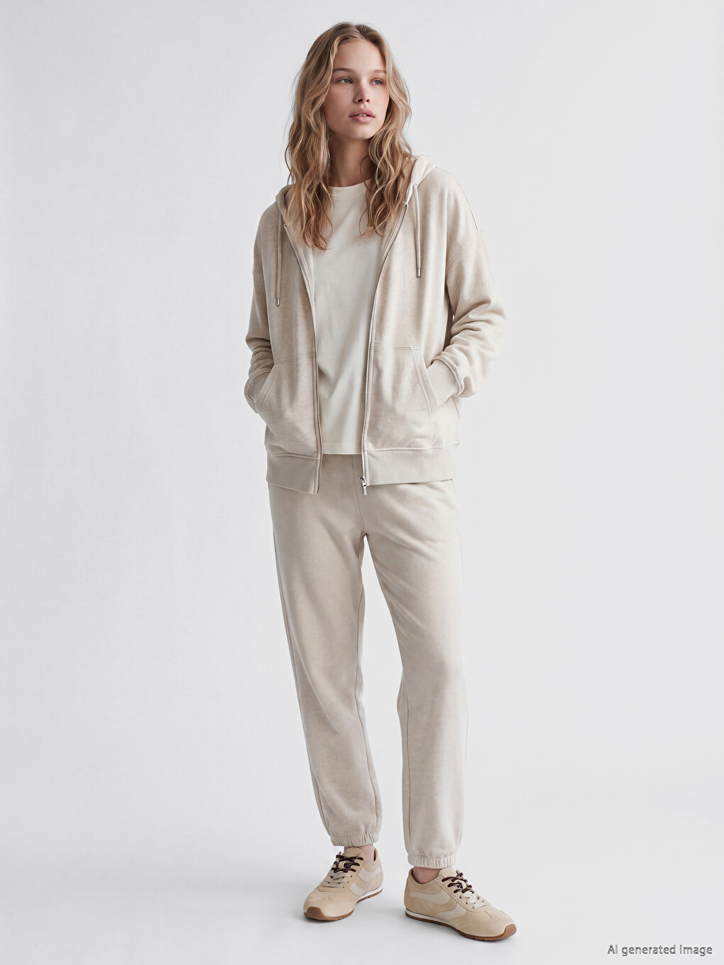 Pantaloni De Trening Jogger Bej Femeie
