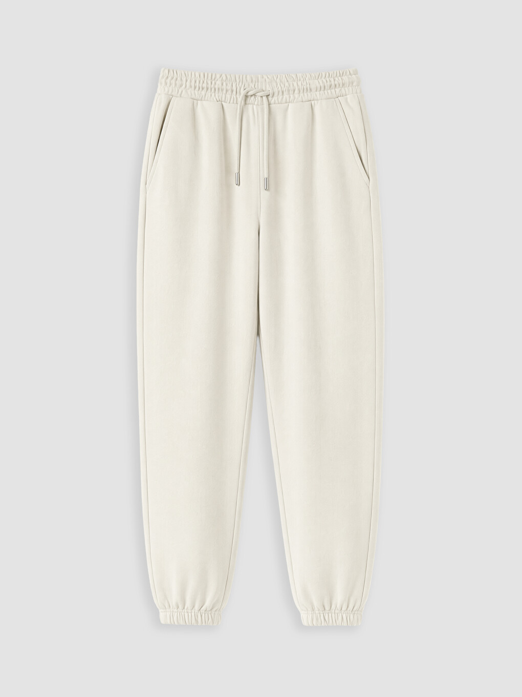 Woman Beige Jogger Sweatpants-4