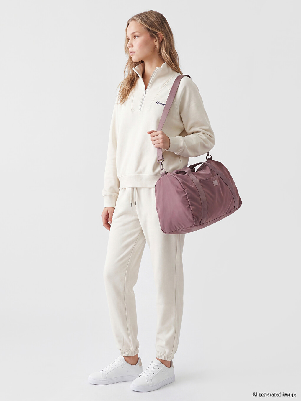 Woman Beige Jogger Sweatpants