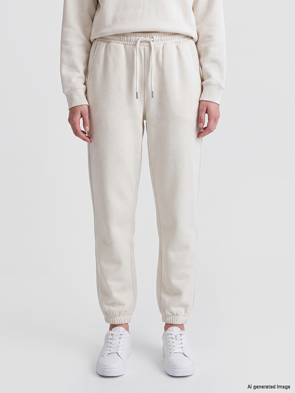 Woman Beige Jogger Sweatpants-1