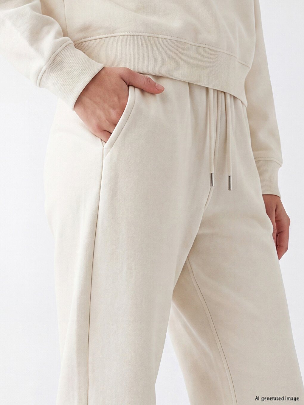 Woman Beige Jogger Sweatpants-2