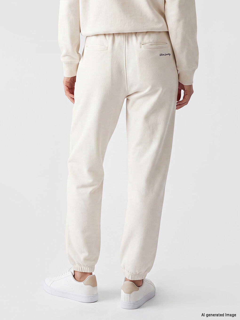 Woman Beige Jogger Sweatpants-3