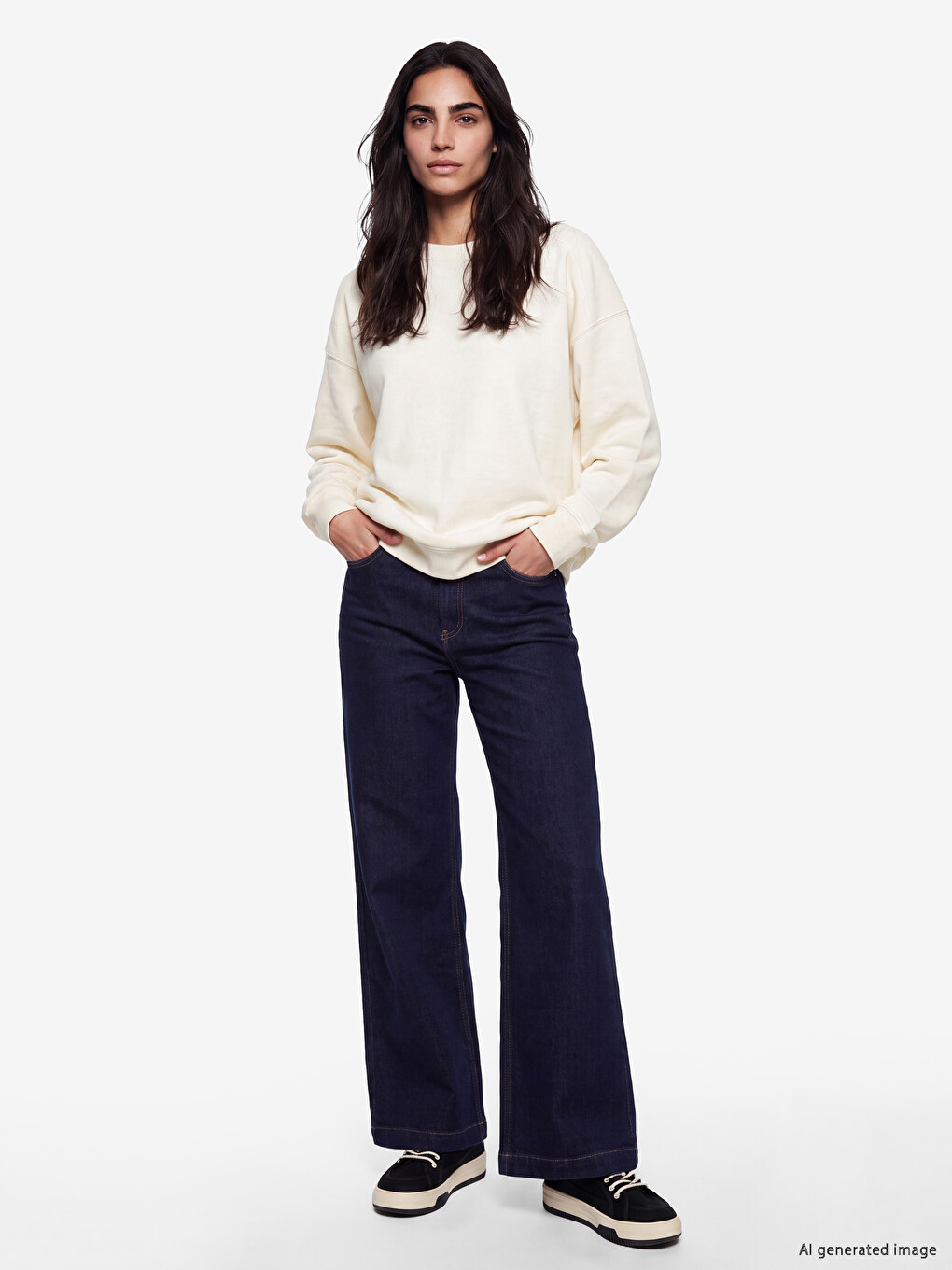 Crew Neck Women's Thick Sweatshirt-1