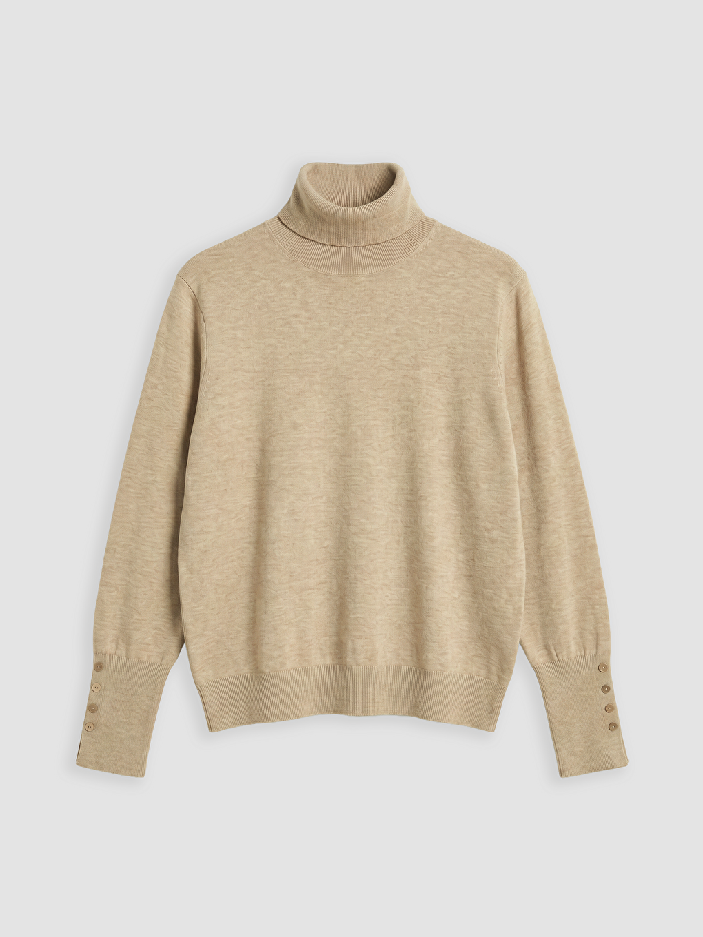 Cuff Buttoned Turtleneck Women's Knitwear Sweater-4