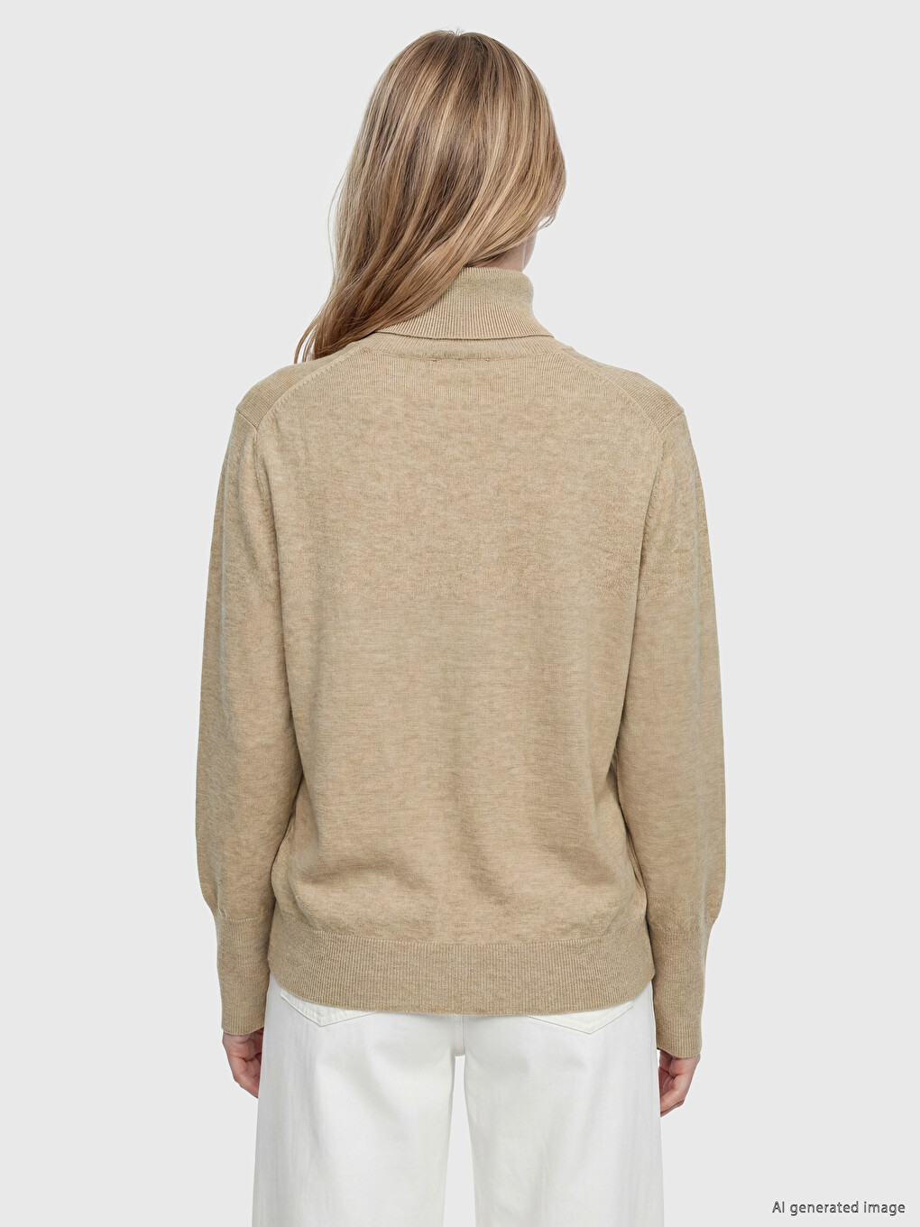Cuff Buttoned Turtleneck Women's Knitwear Sweater-3