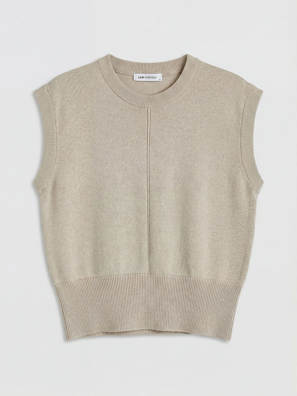 Bej Bisiklet Yaka Kadın Triko Süveter-4