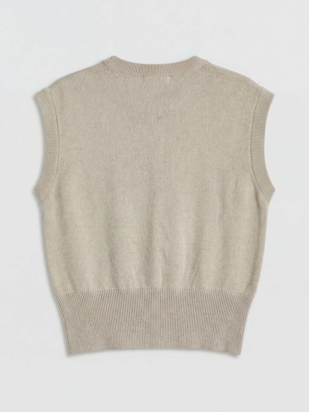 Bej Bisiklet Yaka Kadın Triko Süveter-5