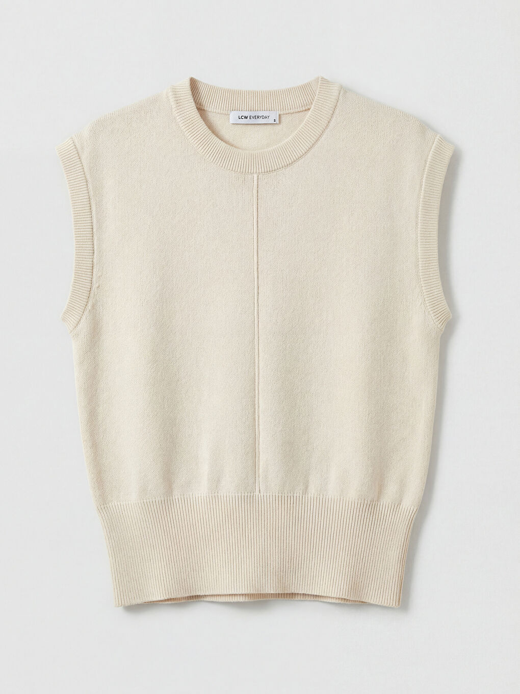 Ekru Bisiklet Yaka Kadın Triko Süveter-4