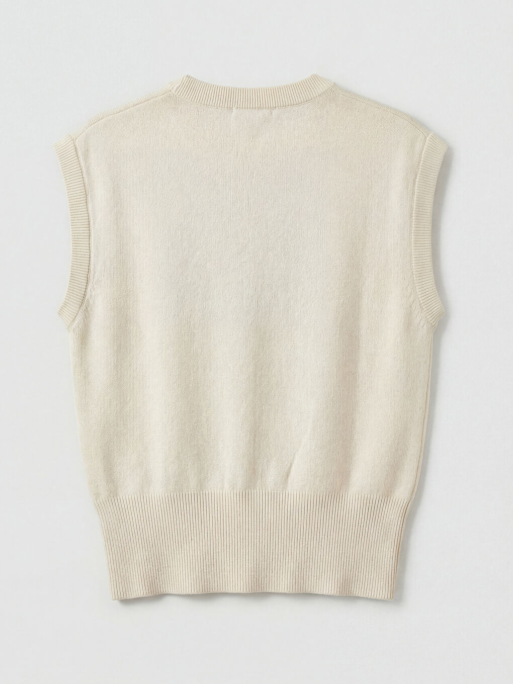 Ekru Bisiklet Yaka Kadın Triko Süveter-5