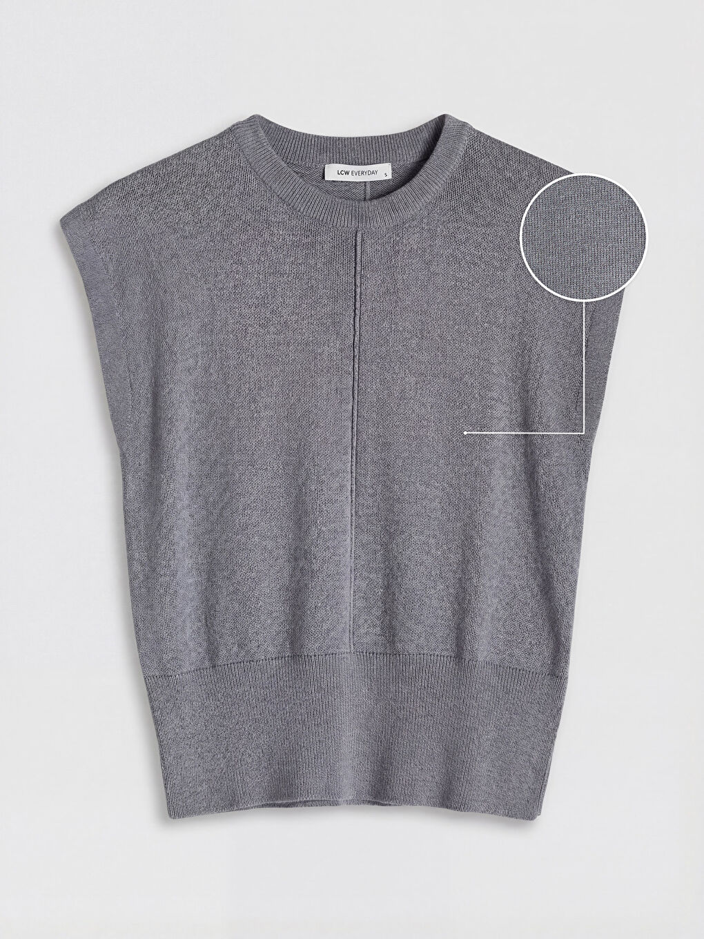 Gri Bisiklet Yaka Kadın Triko Süveter-4