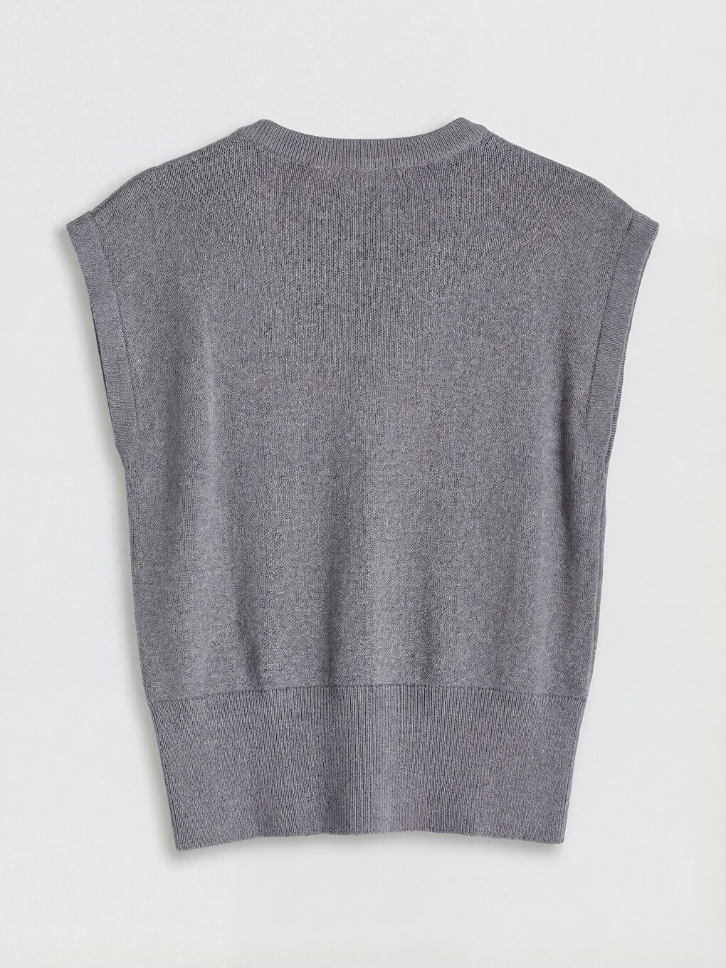 Gri Bisiklet Yaka Kadın Triko Süveter-5