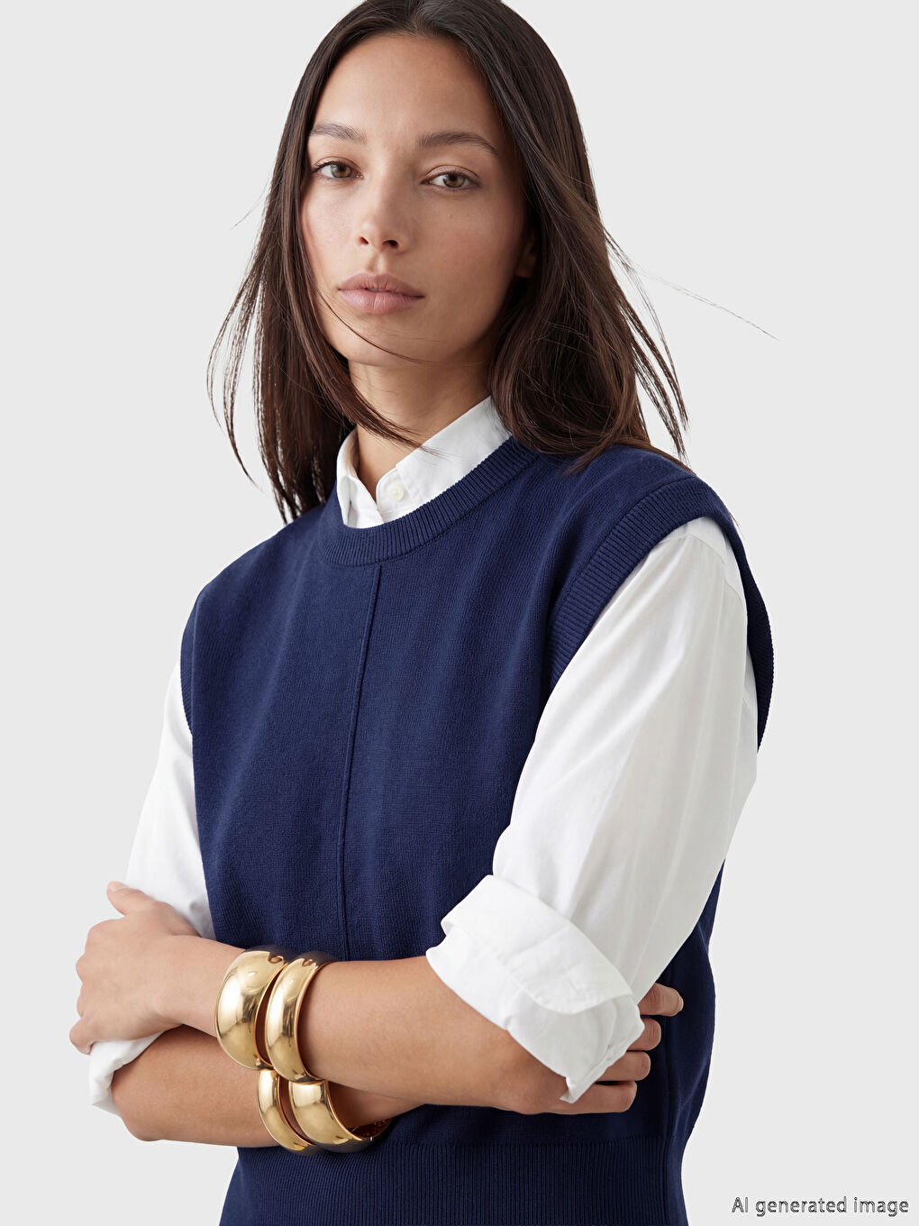 Lacivert Bisiklet Yaka Kadın Triko Süveter