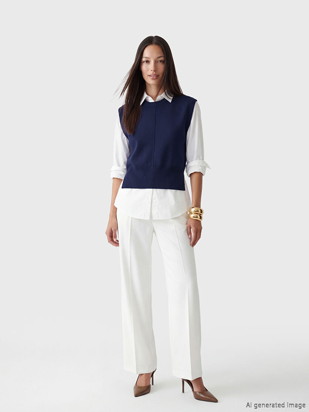 Lacivert Bisiklet Yaka Kadın Triko Süveter-1