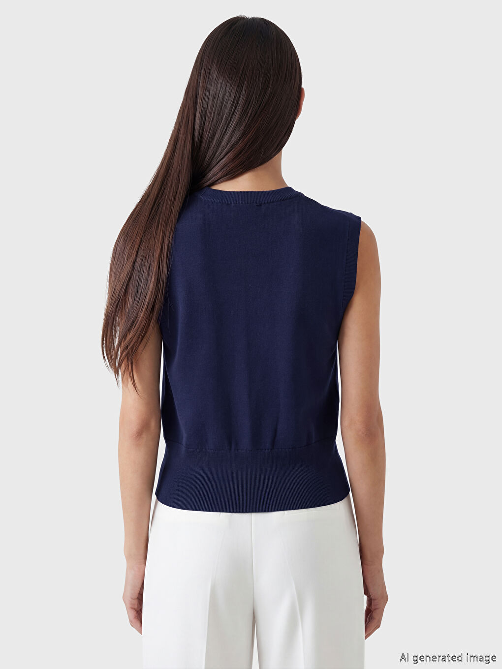 Lacivert Bisiklet Yaka Kadın Triko Süveter-3