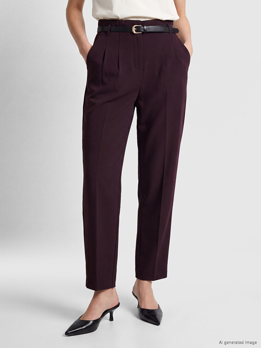 Pantalon Rouge Bordeaux Femme-1