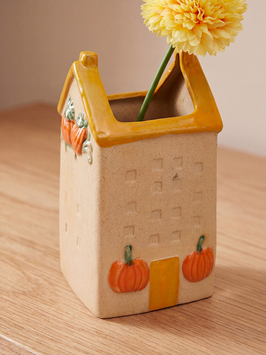 Pumpkin Figured Ceramic Vase-1