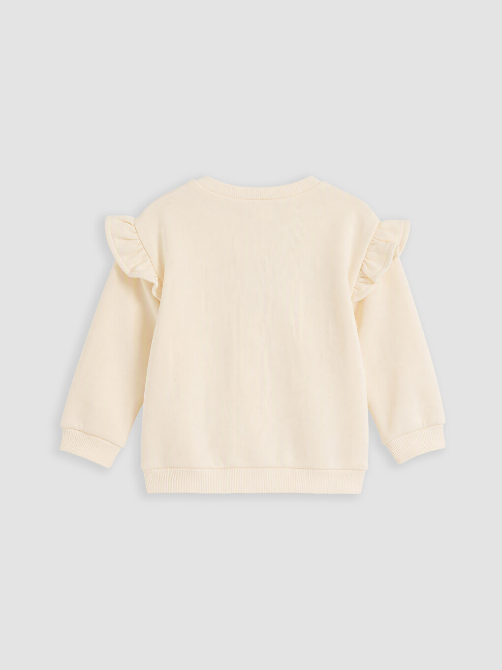 Ekru Fırfırlı Kız Bebek Kalın Sweatshirt-2